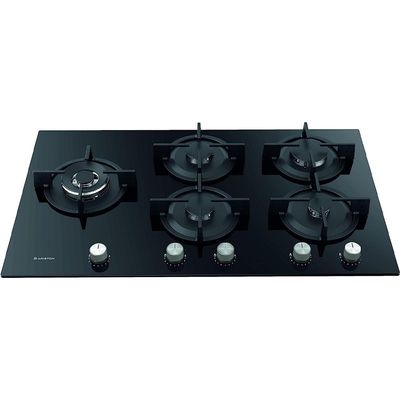 Ariston 90cm 5 Burner Gas Hob Enamelled Grids AGS92SBK Black